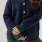 Kendra Contrast Trim Cardigan In Navy