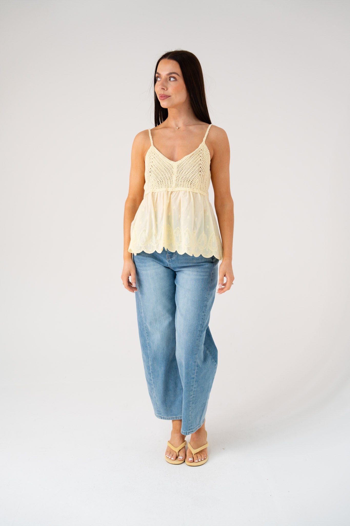 Kendra Crochet Detail Cami In Yellow