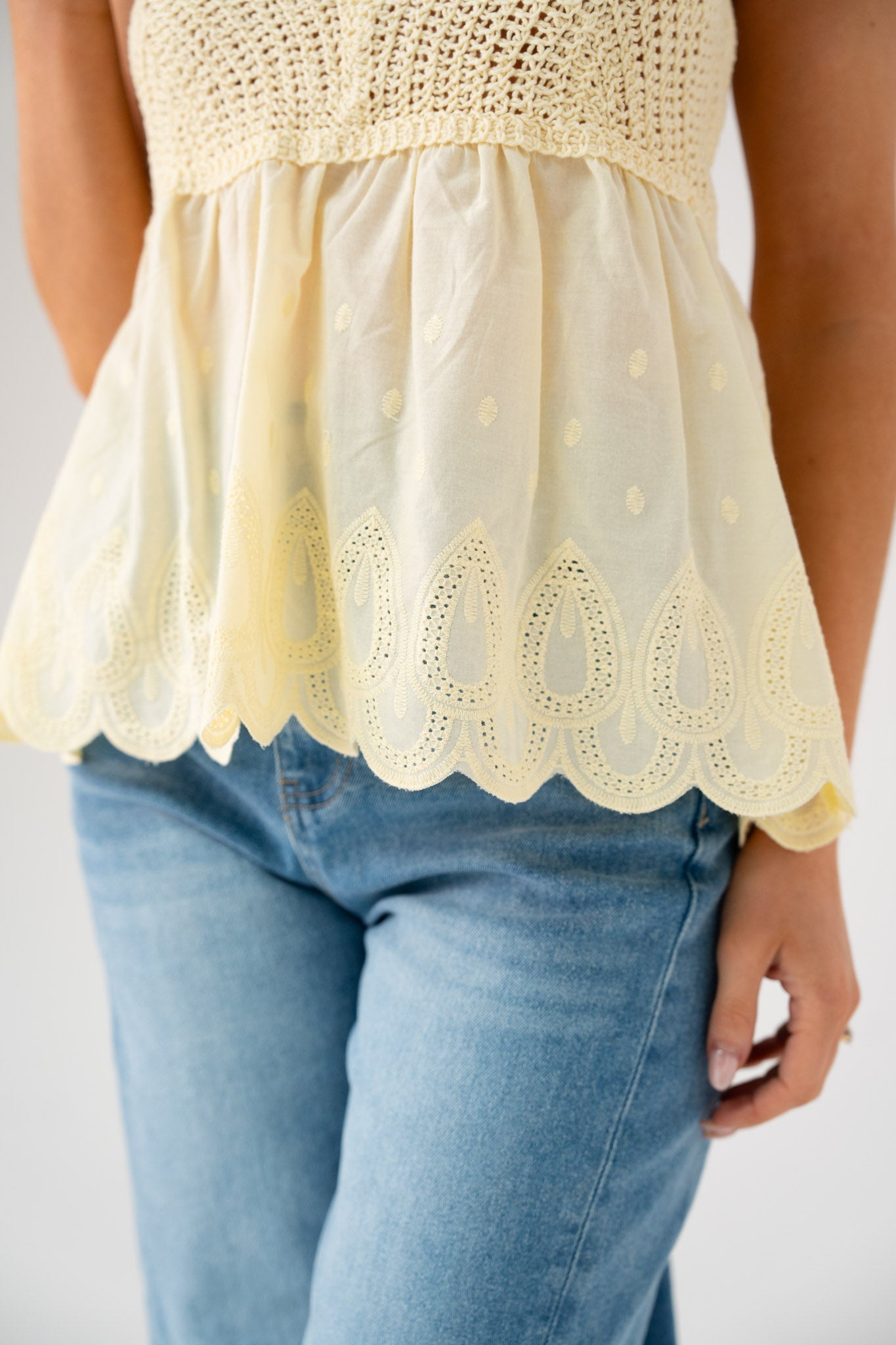Kendra Crochet Detail Cami In Yellow