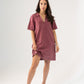 Kendra Denim Shirt Dress In Bordeaux