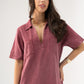 Kendra Denim Shirt Dress In Bordeaux