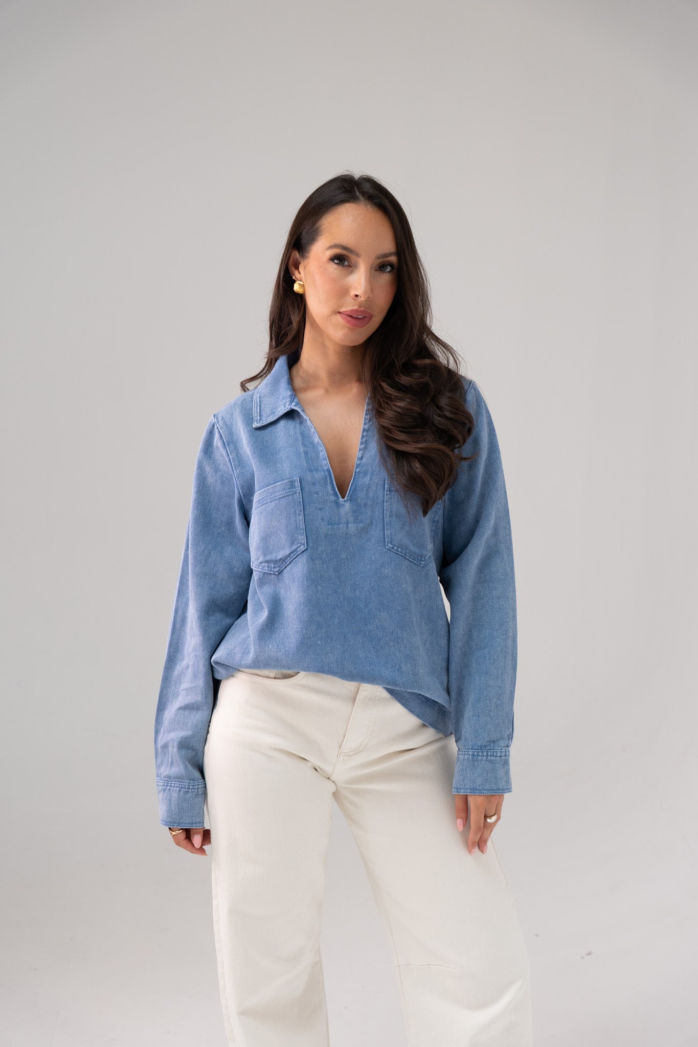 Kendra Denim Shirt In Mid Wash