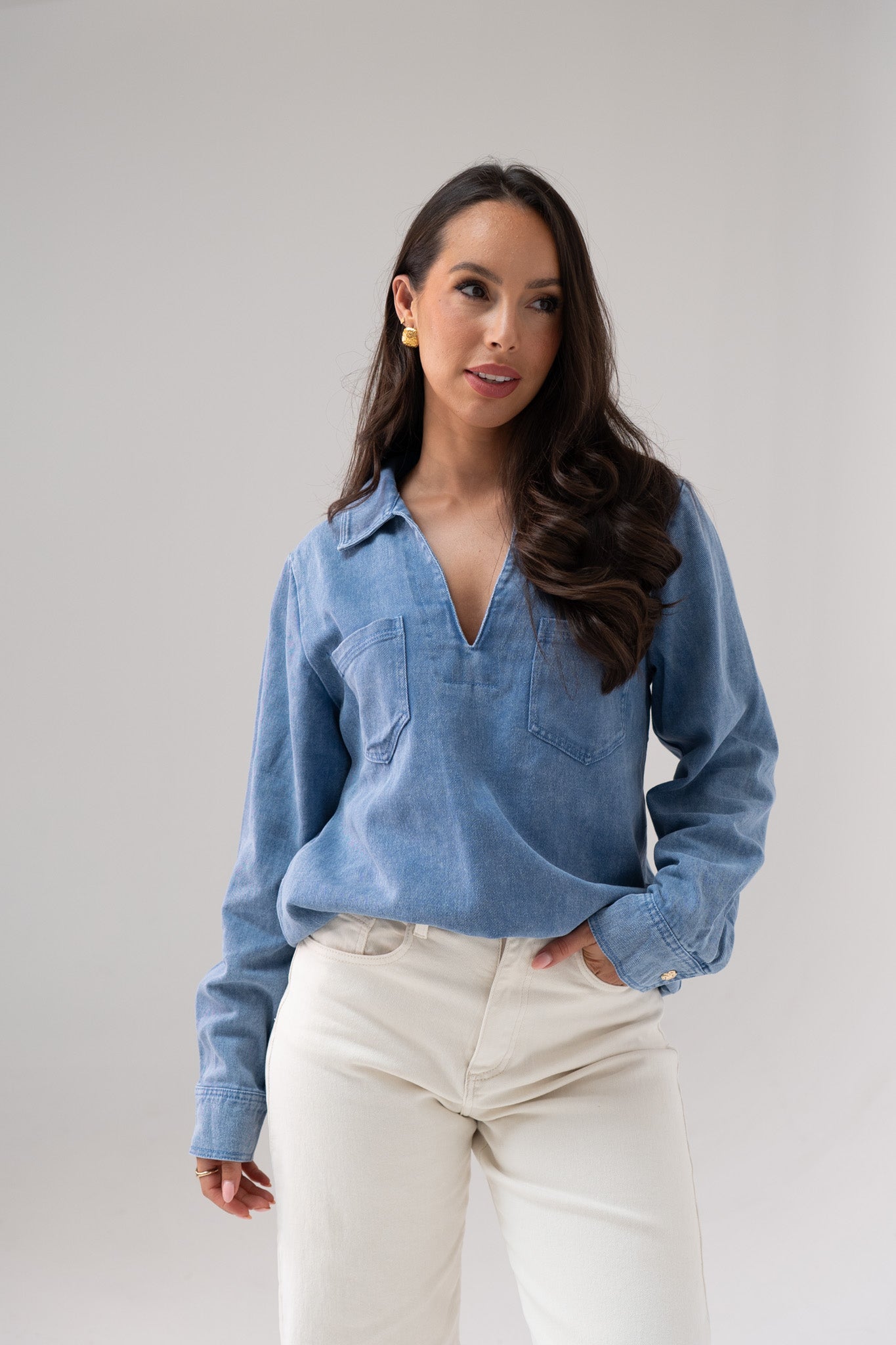 Kendra Denim Shirt In Mid Wash