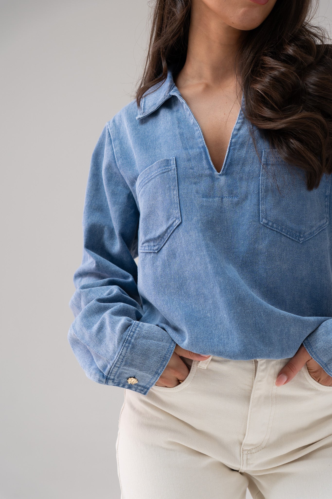 Kendra Denim Shirt In Mid Wash