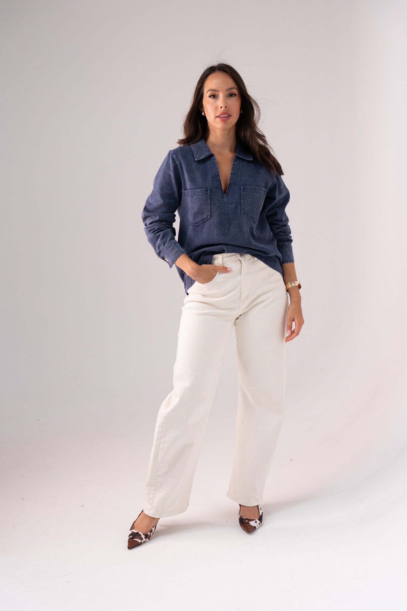 Kendra Denim Shirt In Navy