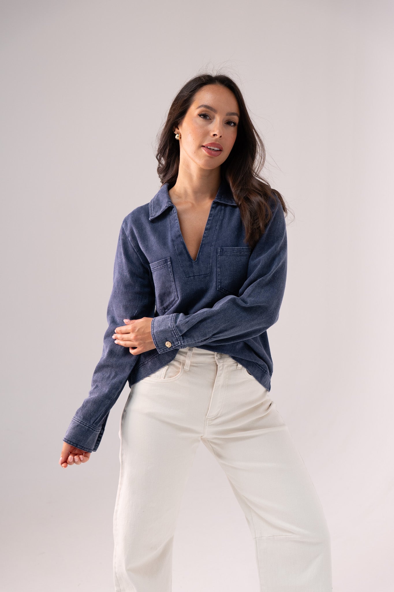 Kendra Denim Shirt In Navy