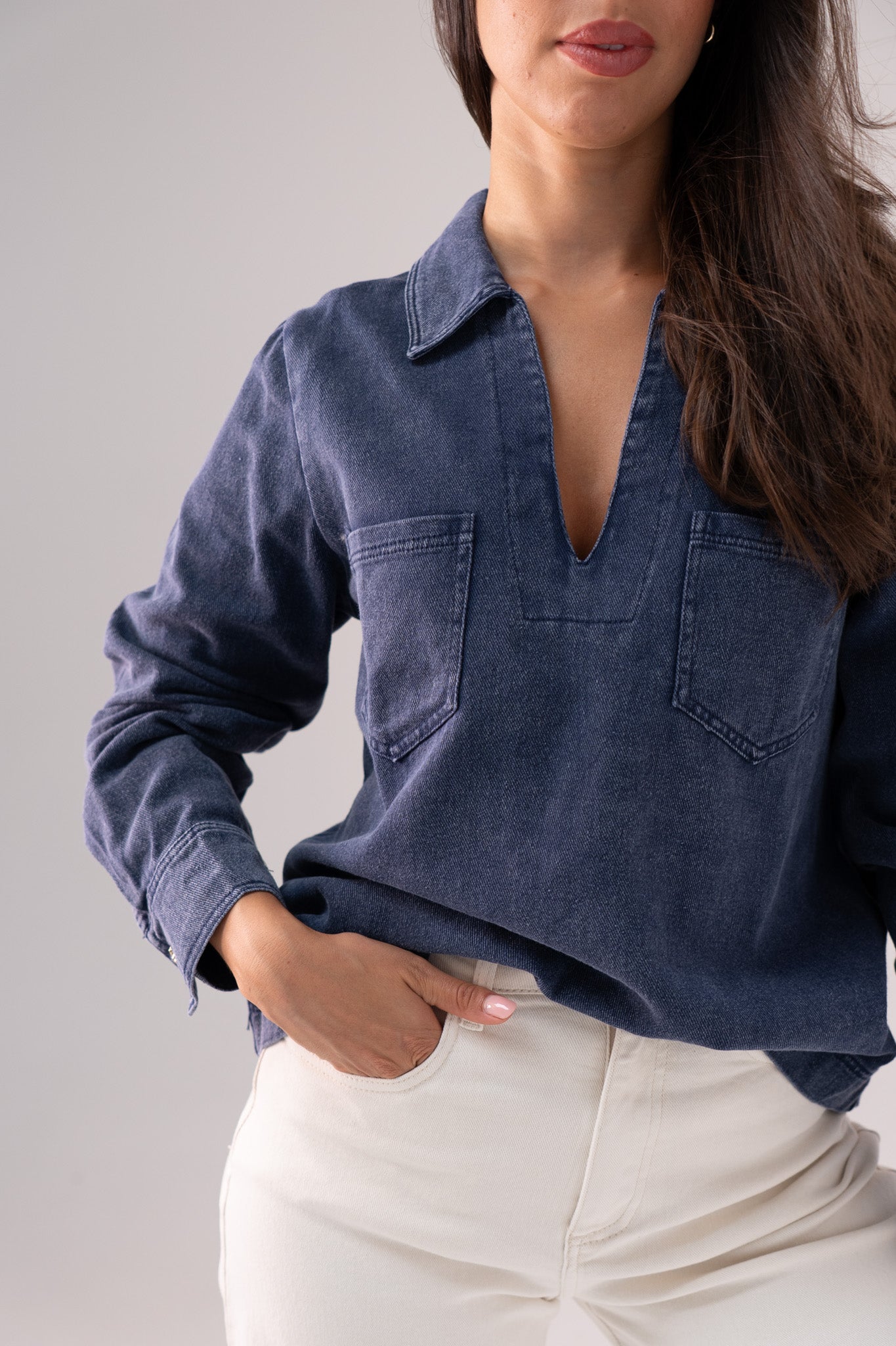 Kendra Denim Shirt In Navy