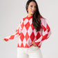 Kendra Diamond Jumper In Red Mix