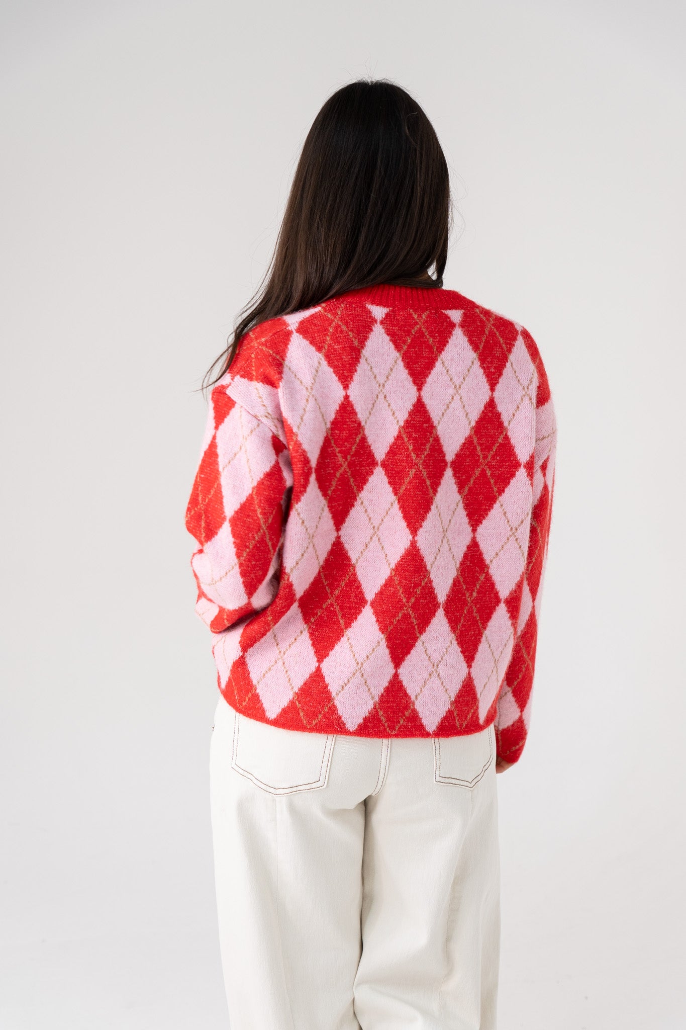 Kendra Diamond Jumper In Red Mix