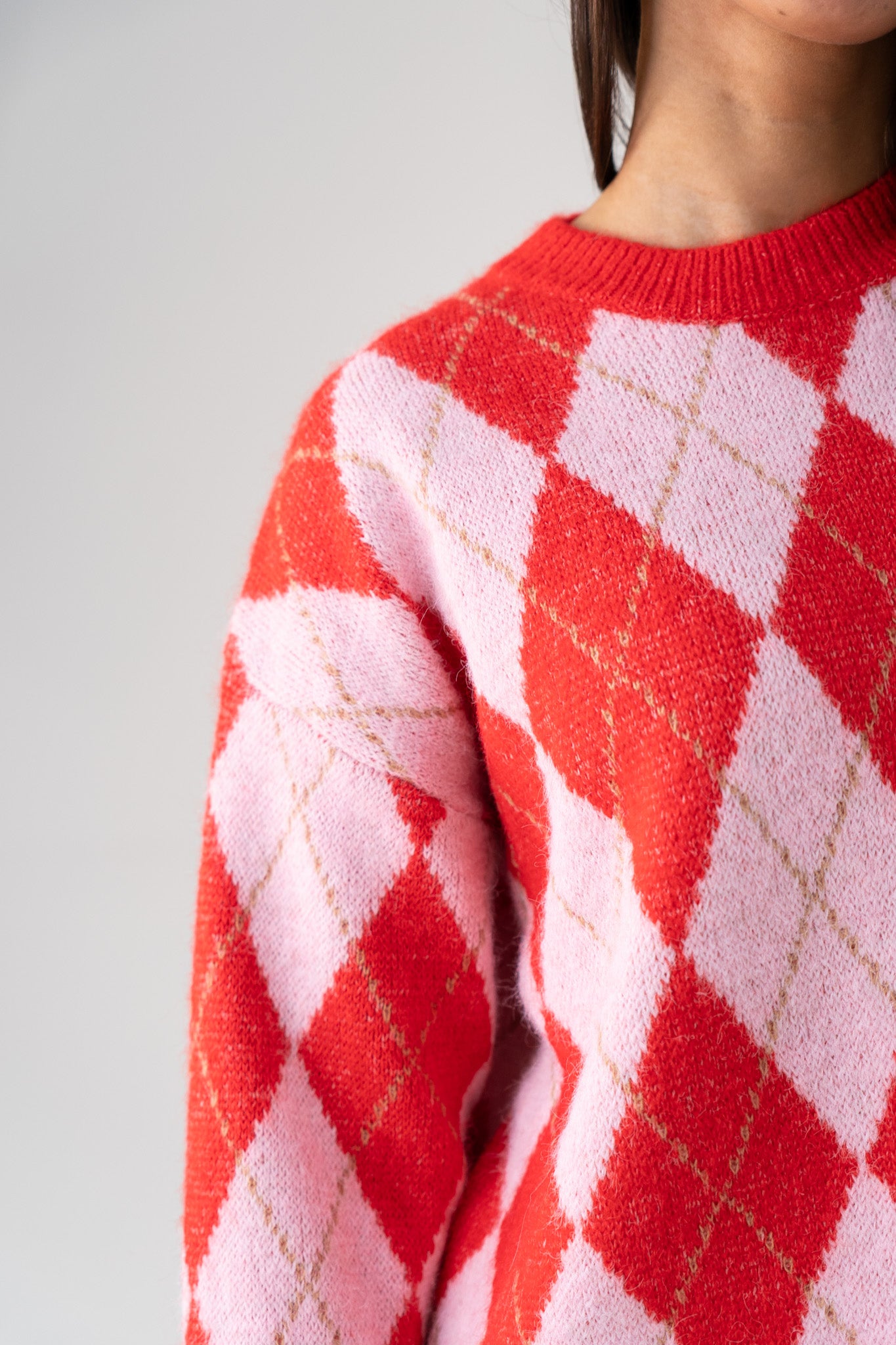 Kendra Diamond Jumper In Red Mix