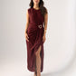 Kendra Drape Front Dress In Bordeaux