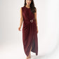 Kendra Drape Front Dress In Bordeaux