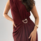 Kendra Drape Front Dress In Bordeaux
