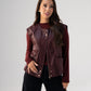 Kendra Faux Leather Sleeveless Jacket In Bordeaux