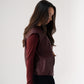 Kendra Faux Leather Sleeveless Jacket In Bordeaux