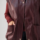Kendra Faux Leather Sleeveless Jacket In Bordeaux
