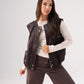 Kendra Faux Leather Sleeveless Jacket In Chocolate