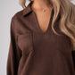 Kendra Faux Suede Dress In Chocolate