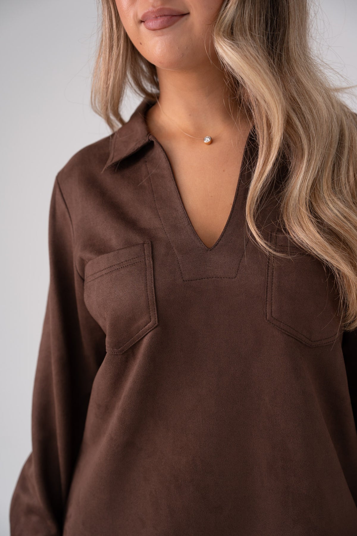 Kendra Faux Suede Dress In Chocolate