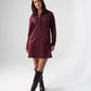 Kendra Faux Suede Shirt Dress In Bordeaux