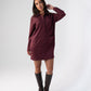 Kendra Faux Suede Shirt Dress In Bordeaux