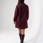 Kendra Faux Suede Shirt Dress In Bordeaux