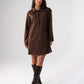Kendra Faux Suede Shirt Dress In Chocolate