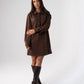 Kendra Faux Suede Shirt Dress In Chocolate
