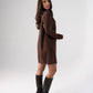 Kendra Faux Suede Shirt Dress In Chocolate