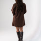 Kendra Faux Suede Shirt Dress In Chocolate