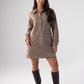 Kendra Faux Suede Shirt Dress In Taupe