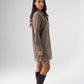 Kendra Faux Suede Shirt Dress In Taupe