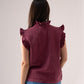 Kendra Frill Sleeve Denim Waistcoat In Bordeaux