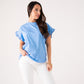Kendra Frill Sleeve T-Shirt In Blue