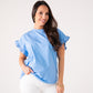 Kendra Frill Sleeve T-Shirt In Blue