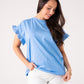 Kendra Frill Sleeve T-Shirt In Blue