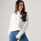 Kendra Frill Trim Cardigan In Cream