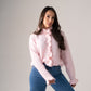 Kendra Frill Trim Cardigan In Pink