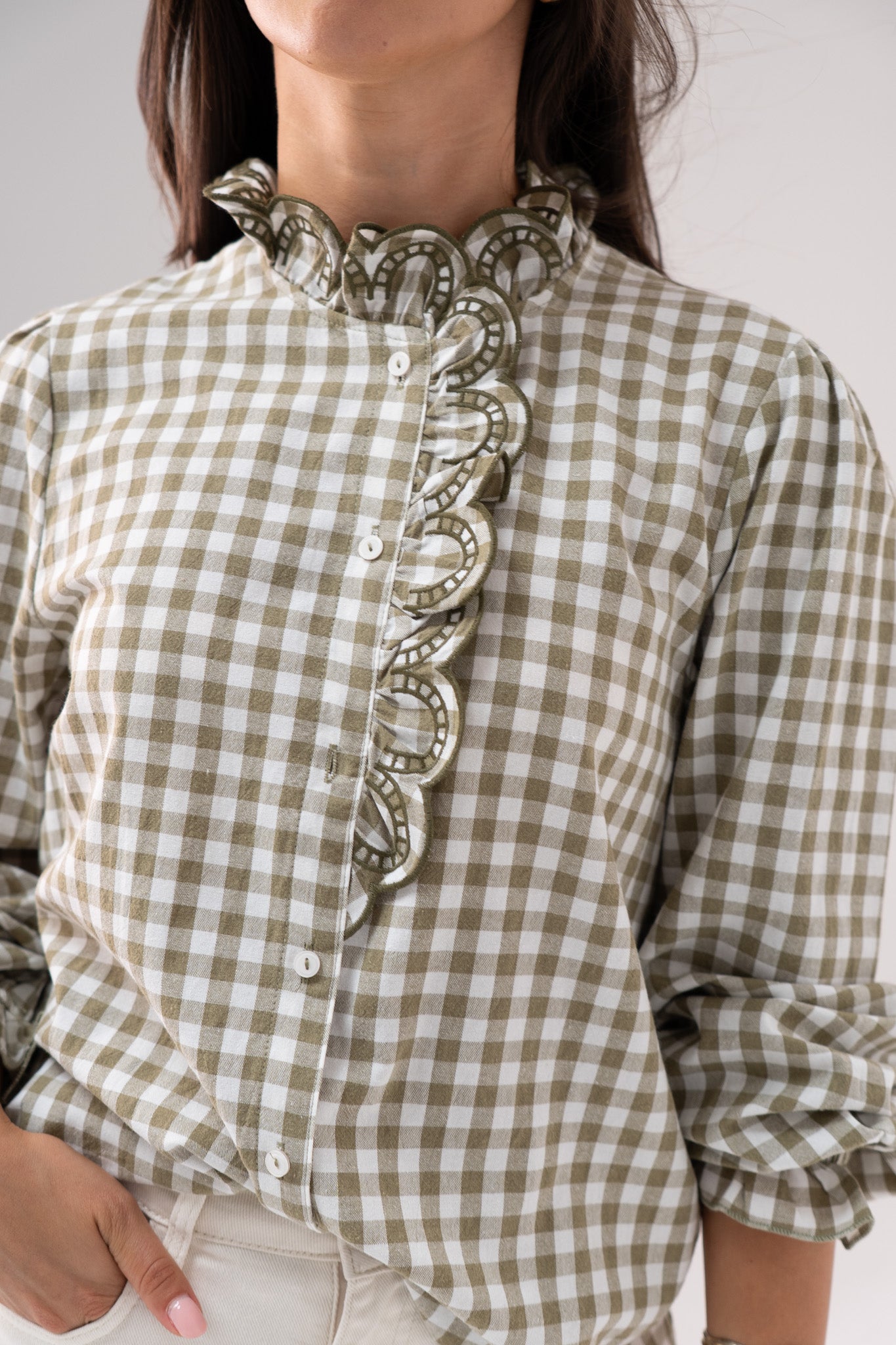 Kendra Gingham Shirt In Khaki