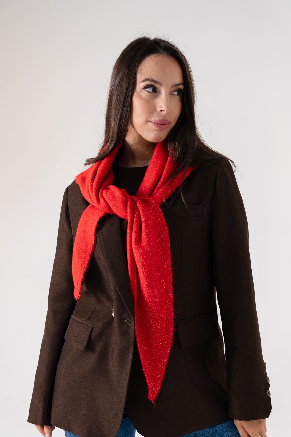 Kendra Knit Neck Scarf In Red