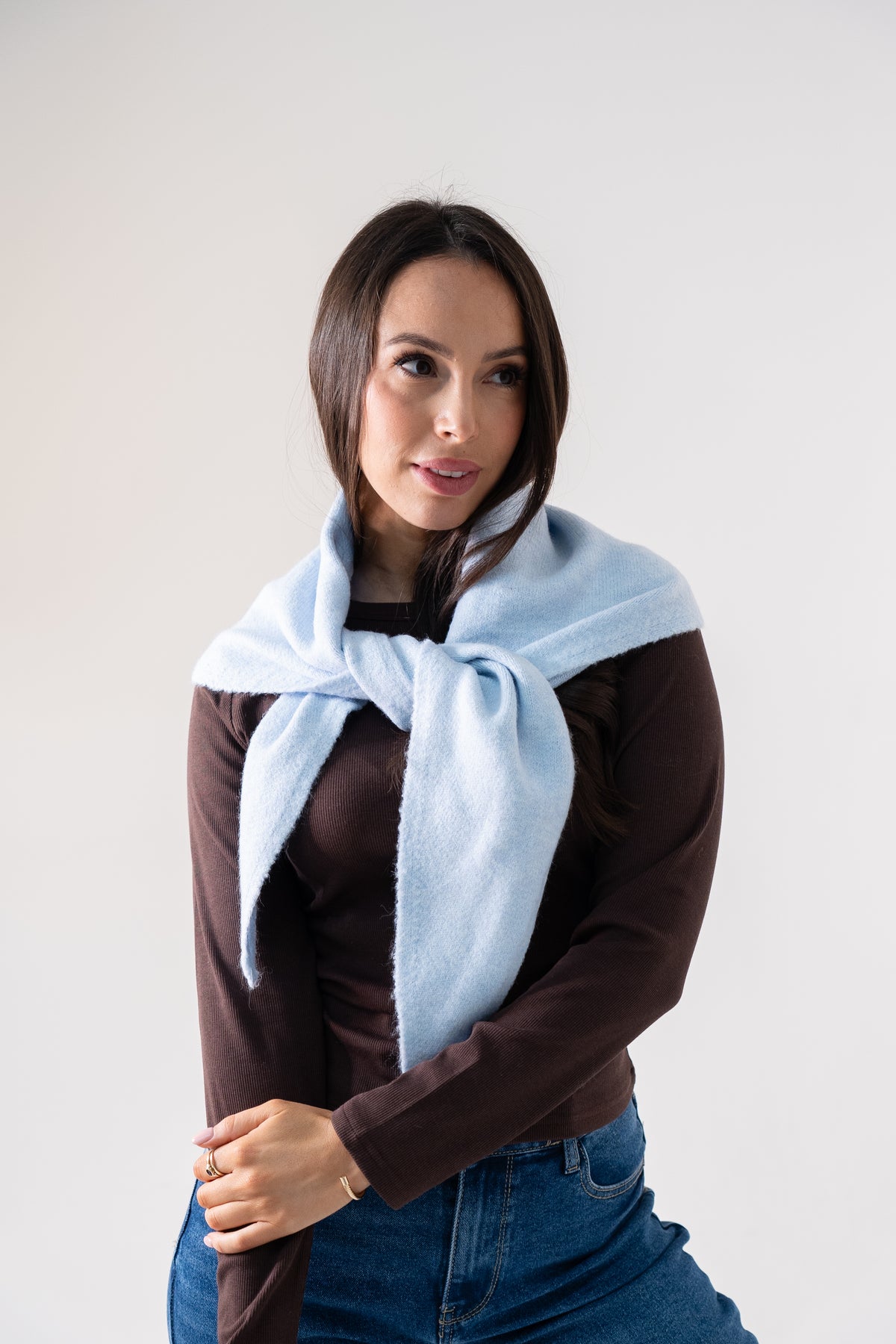 Kendra Knit Neck Scarf In Sky Blue