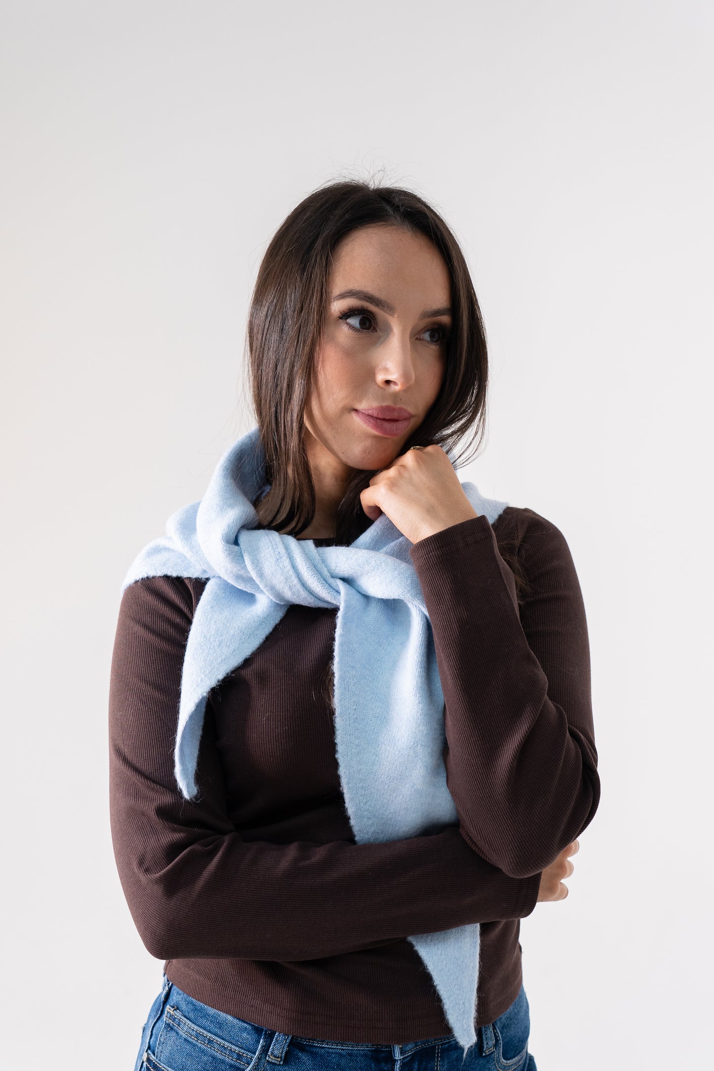 Kendra Knit Neck Scarf In Sky Blue