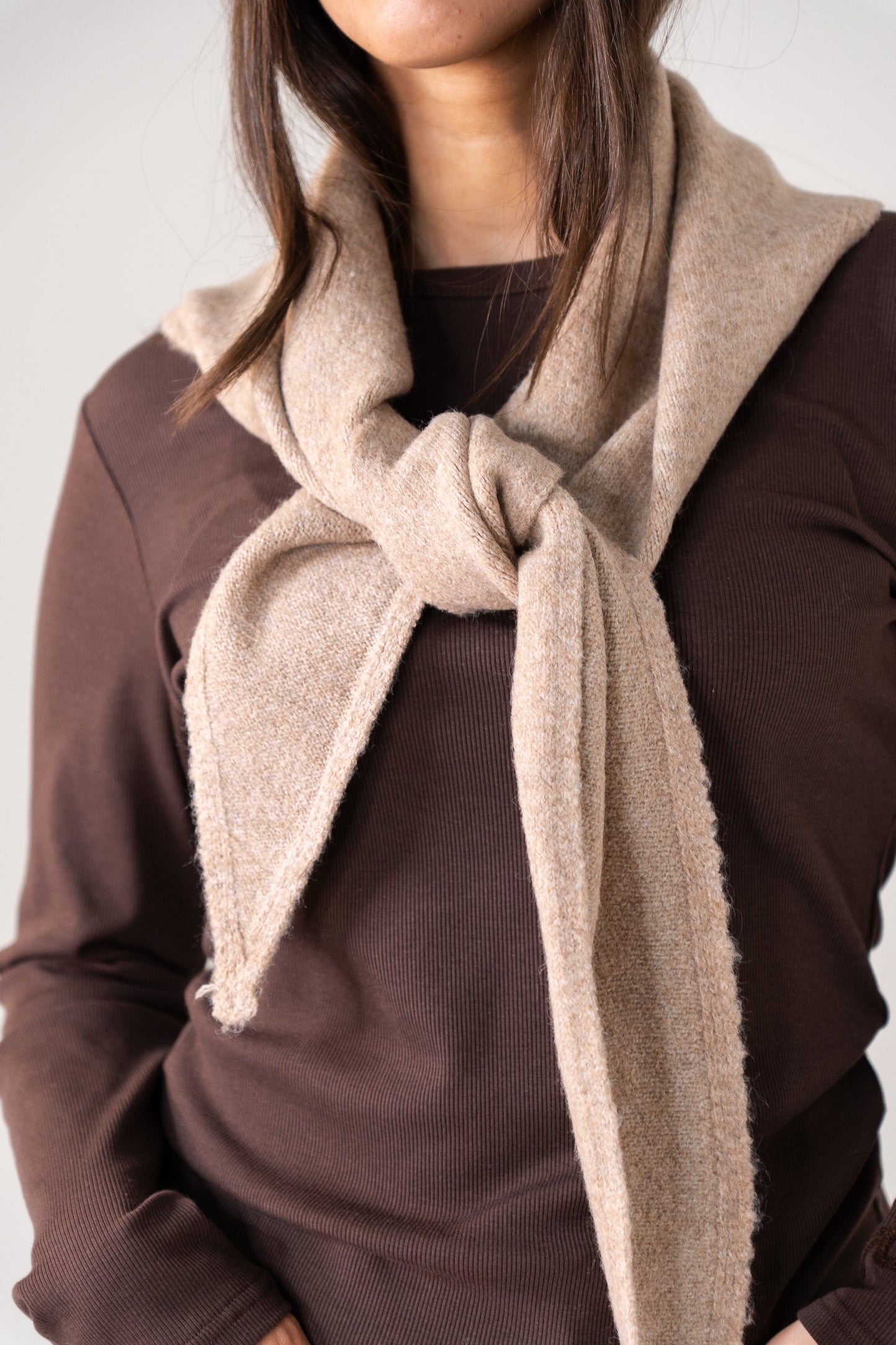 Kendra Knit Neck Scarf In Taupe