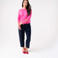 Kendra Lace Sleeve Jumper In Fuchsia