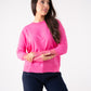 Kendra Lace Sleeve Jumper In Fuchsia