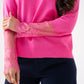Kendra Lace Sleeve Jumper In Fuchsia