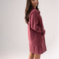 Kendra Long Sleeve Denim Shirt Dress In Bordeaux