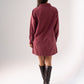 Kendra Long Sleeve Denim Shirt Dress In Bordeaux