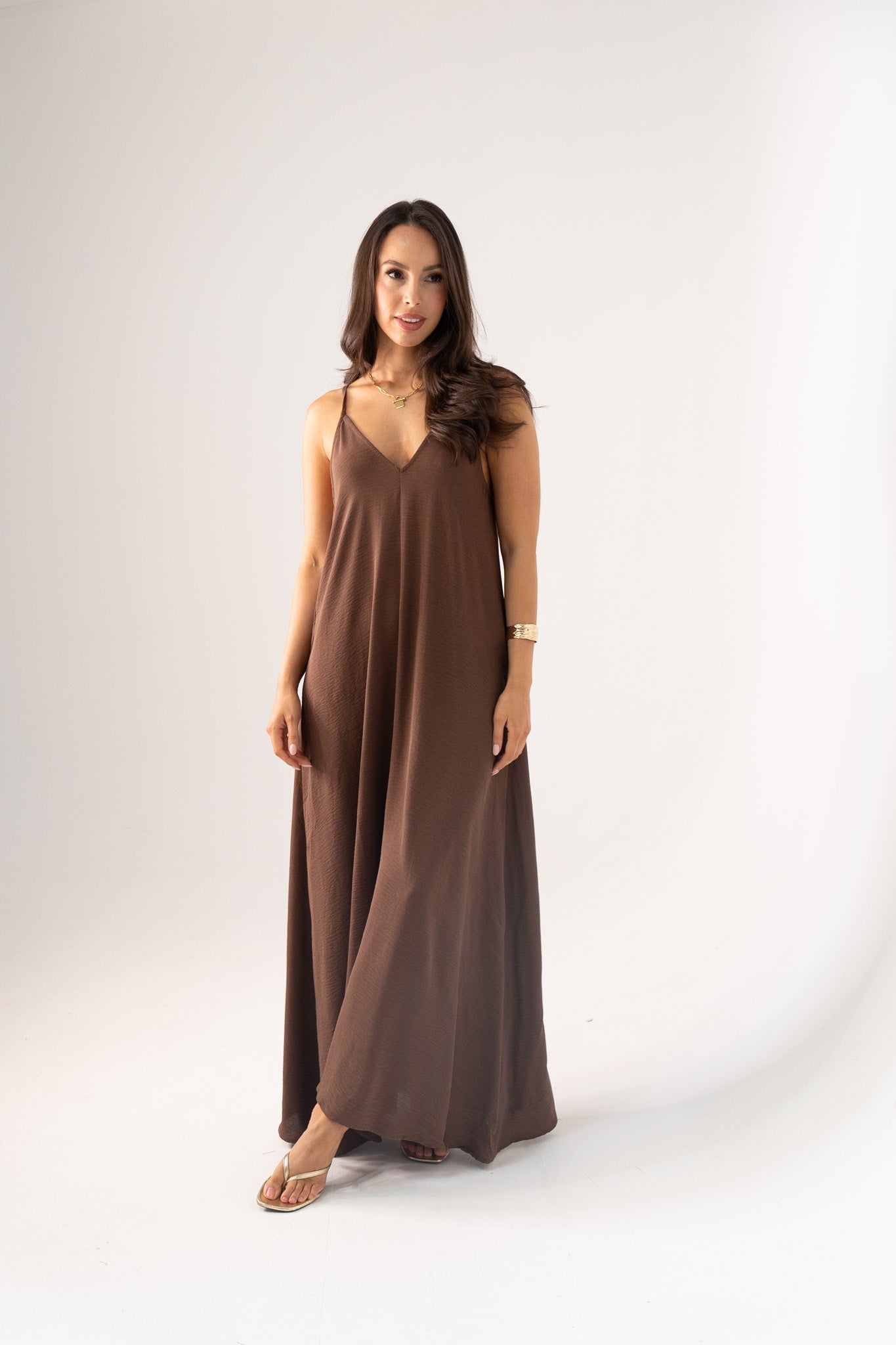 Kendra Maxi Cami Dress In Coffee