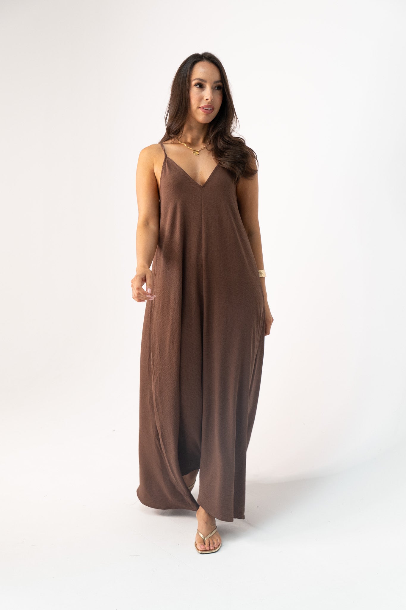 Kendra Maxi Cami Dress In Coffee